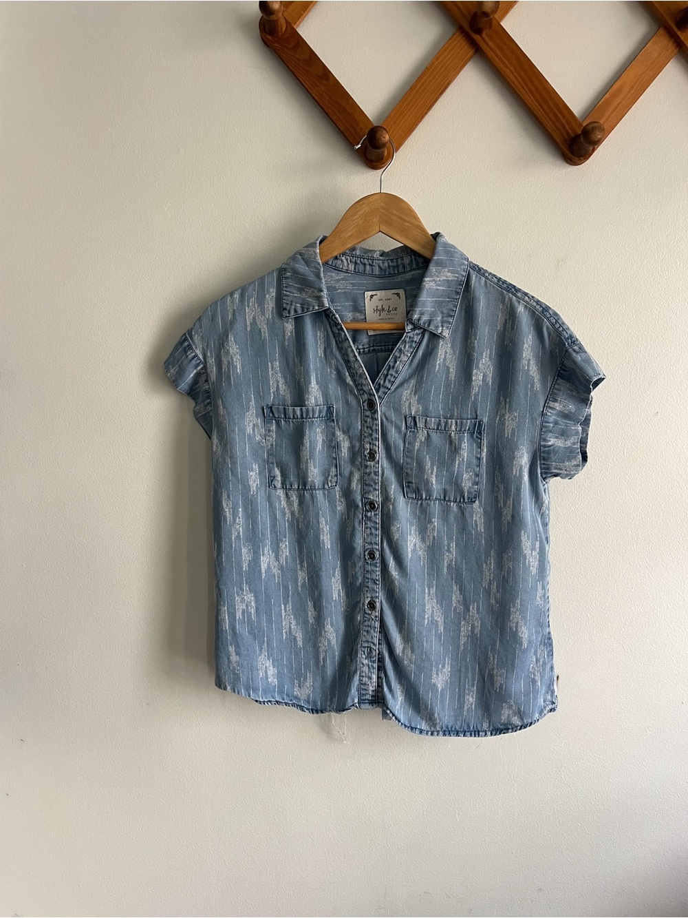 Style & Co. Light Blue Denim Button-Down Shirt